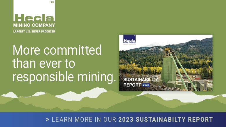 Hecla's 2023 sustainability report cover and web banner