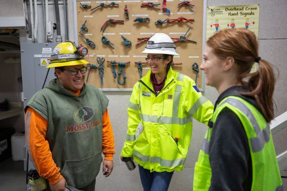 Hecla-Careers-Positive work environment An image of workers laughing.